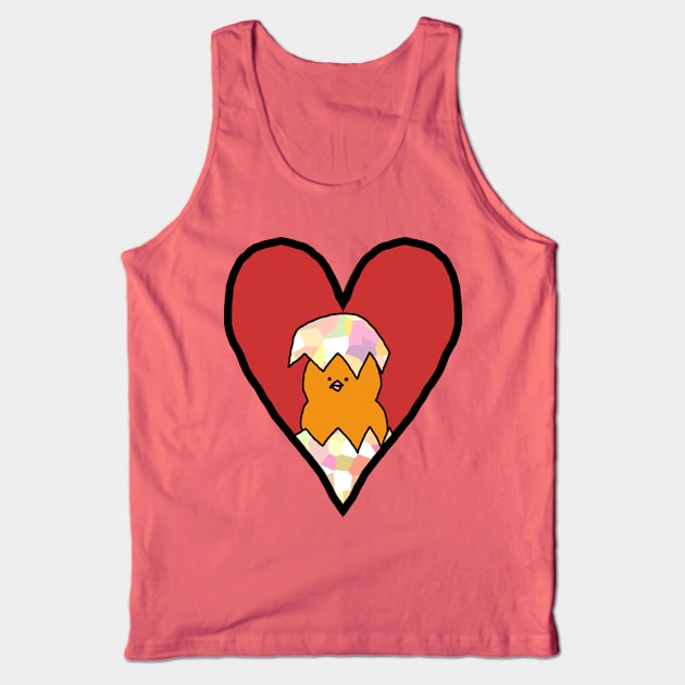 Funny Easter Baby Chicken in Red Heart Tank Top by ellenhenryart